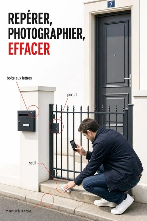 Signes cambriolage roumain : illustration des marques suspectes à repérer près d’une entrée de maison