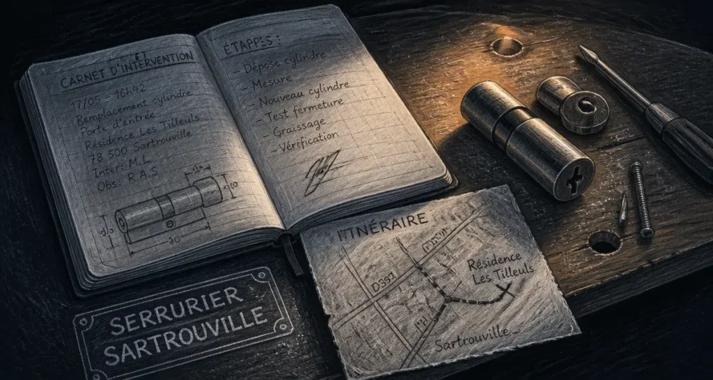 serrurier sartrouville : carnet et itinéraire près d’une serrure démontée