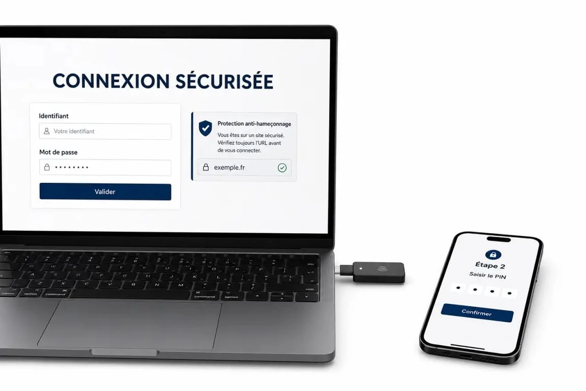 Clé de sécurité pour protéger un compte avec connexion USB et NFC