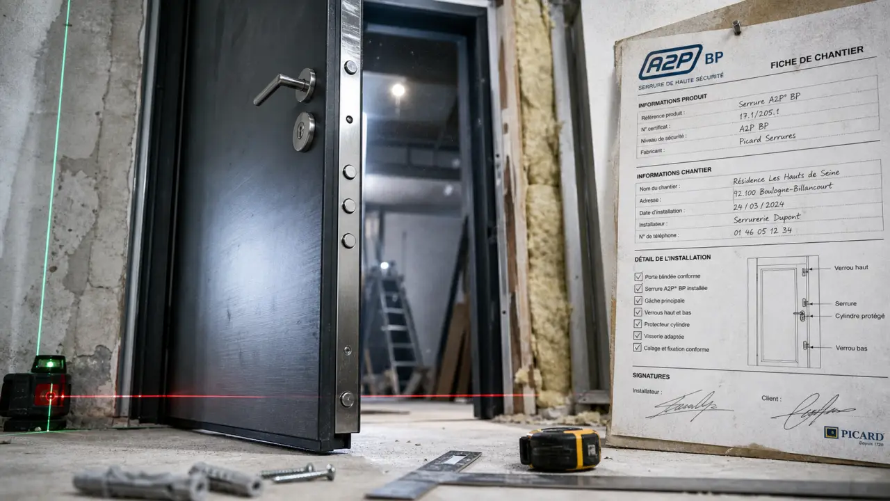 Installation porte blindée : porte acier multipoints, pose et normes