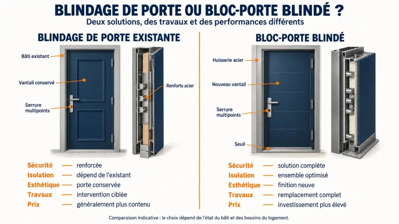 Comparaison entre blindage et bloc-porte pour comprendre le prix d’une porte blindée Tordjman Metal