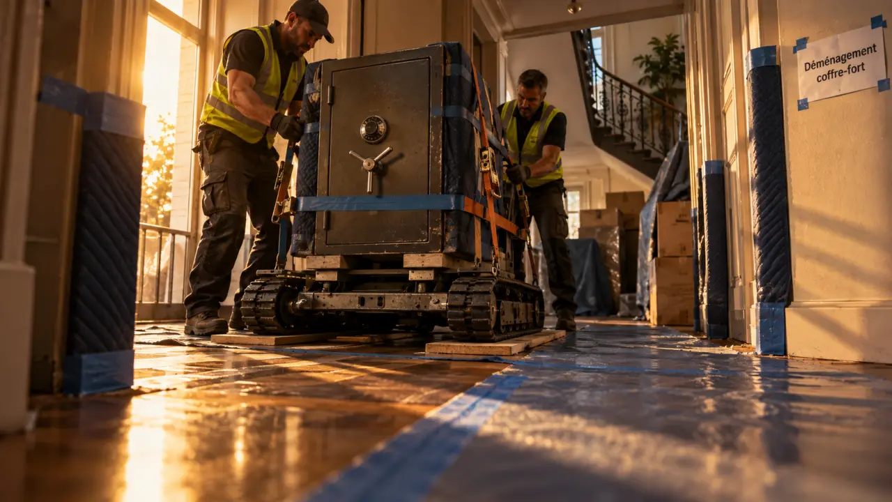 Déménagement coffre fort : protection sols et escaliers