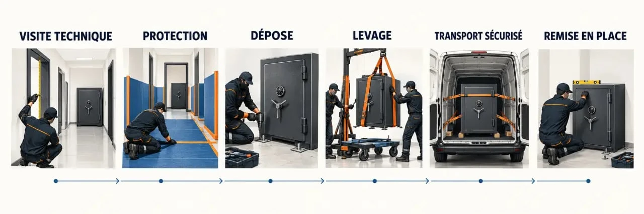 Étapes sécurisées d’un déménagement de coffre-fort par des professionnels